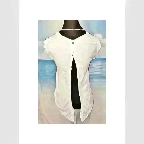 BODY CENTRAL Hi/Low WHITE Cotton OPEN FLAP BACK Top Lightweight shirt size Sm - Picture 4 of 7